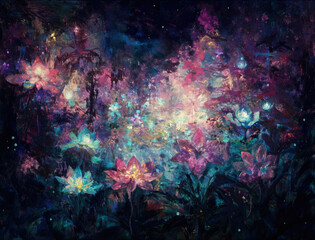 Obraz na płótnie Canvas Beautiful dark horror abstract exotic flowers.