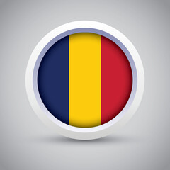 Fototapeta premium Chad Flag Glossy Button on Gray Background. Vector Round Flat Icon