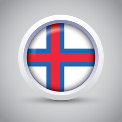 Fototapeta premium Faroe Islands Flag Glossy Button on Gray Background. Vector Round Flat Icon