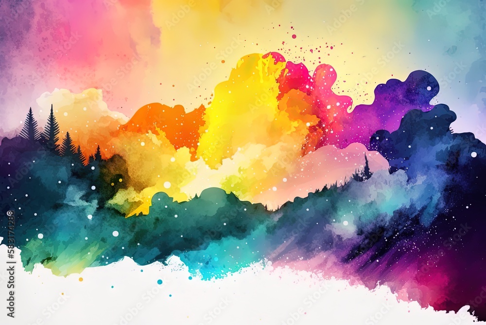 Poster color-gradient snowfall abstract background generative ai