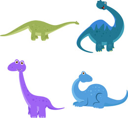 Cute Brontosaurus Dinosaurs Character Illustration