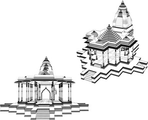 Vector illustration sketch of sacred temple of worship of gods and goddesses