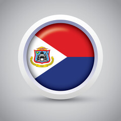 Fototapeta premium Sint Maarten Flag Glossy Button on Gray Background. Vector Round Flat Icon