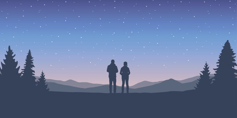 wanderlust adventure couple in the wilderness at night