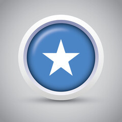 Somalia Flag Glossy Button on Gray Background. Vector Round Flat Icon