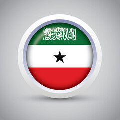 Somaliland Flag Glossy Button on Gray Background. Vector Round Flat Icon