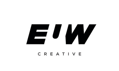 EUW letters negative space logo design. creative typography monogram vector	