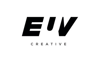 EUV letters negative space logo design. creative typography monogram vector	