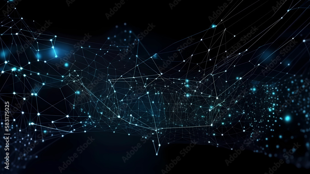 Poster technology background with connected dots. data science, particles, digital world, virtual reality c