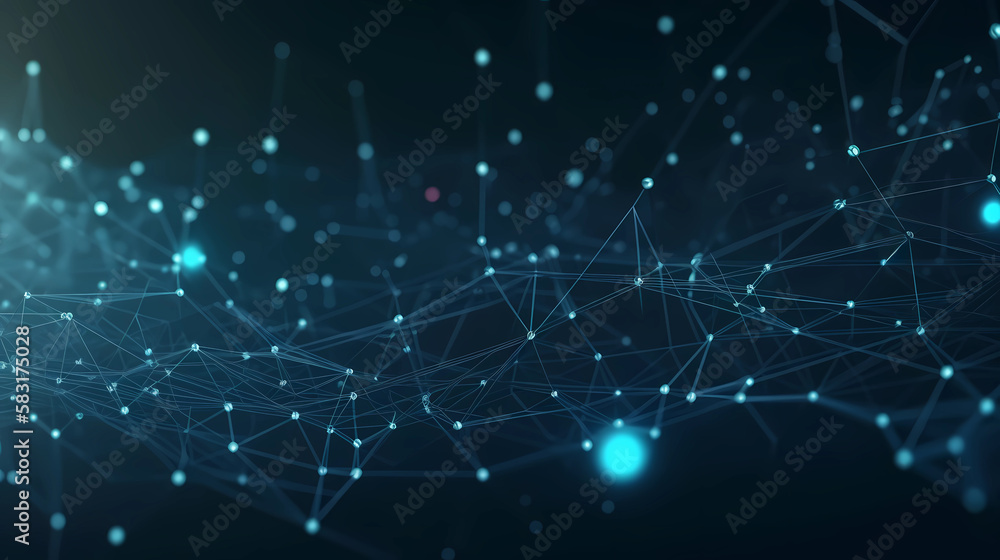 Poster technology background with connected dots. data science, particles, digital world, virtual reality c