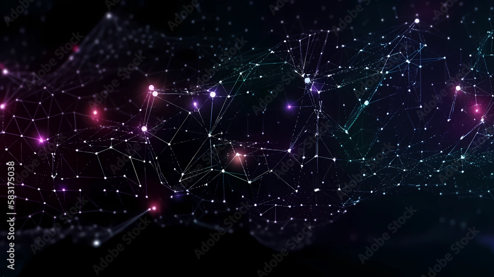Poster technology background with connected dots. data science, particles, digital world, virtual reality c