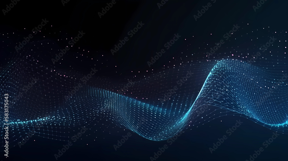 Poster technology background with connected dots. data science, particles, digital world, virtual reality c