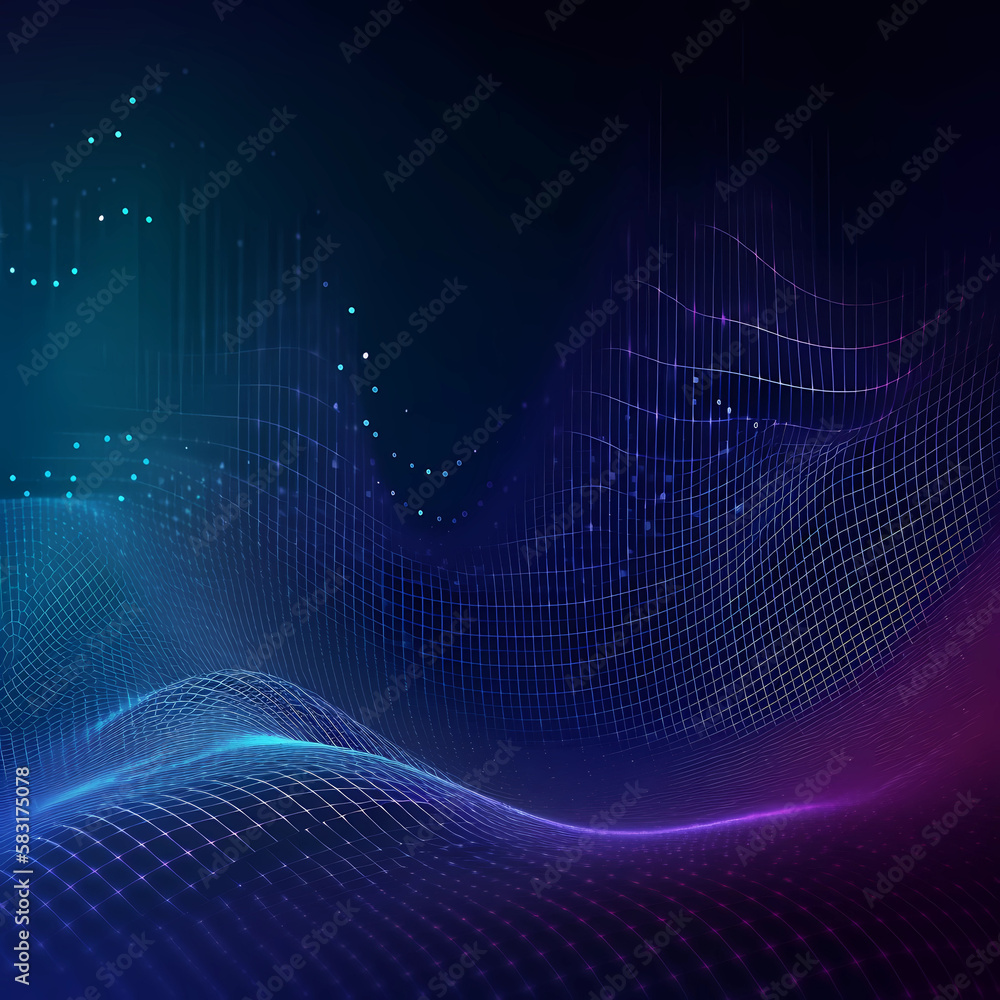 Poster technology background with connected dots. data science, particles, digital world, virtual reality c