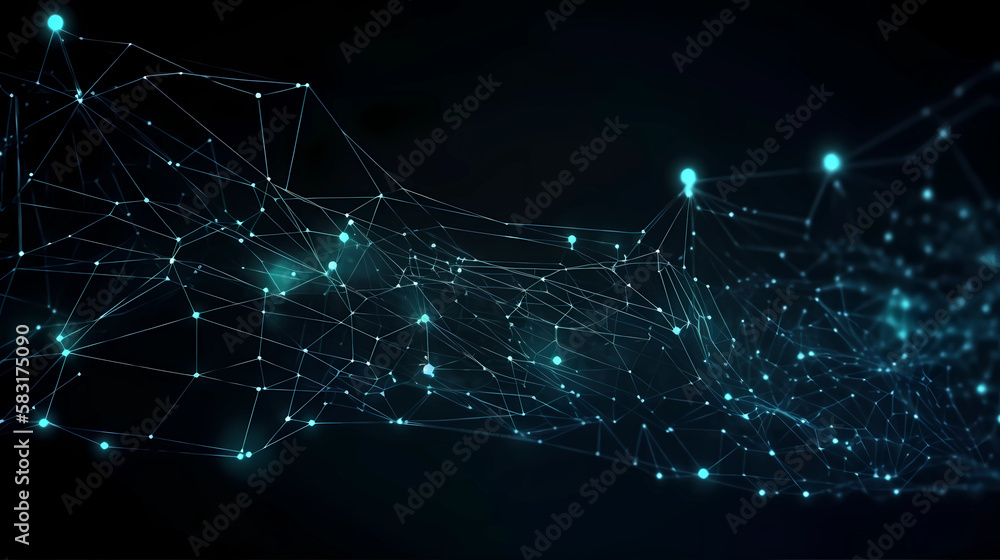 Poster technology background with connected dots. data science, particles, digital world, virtual reality c