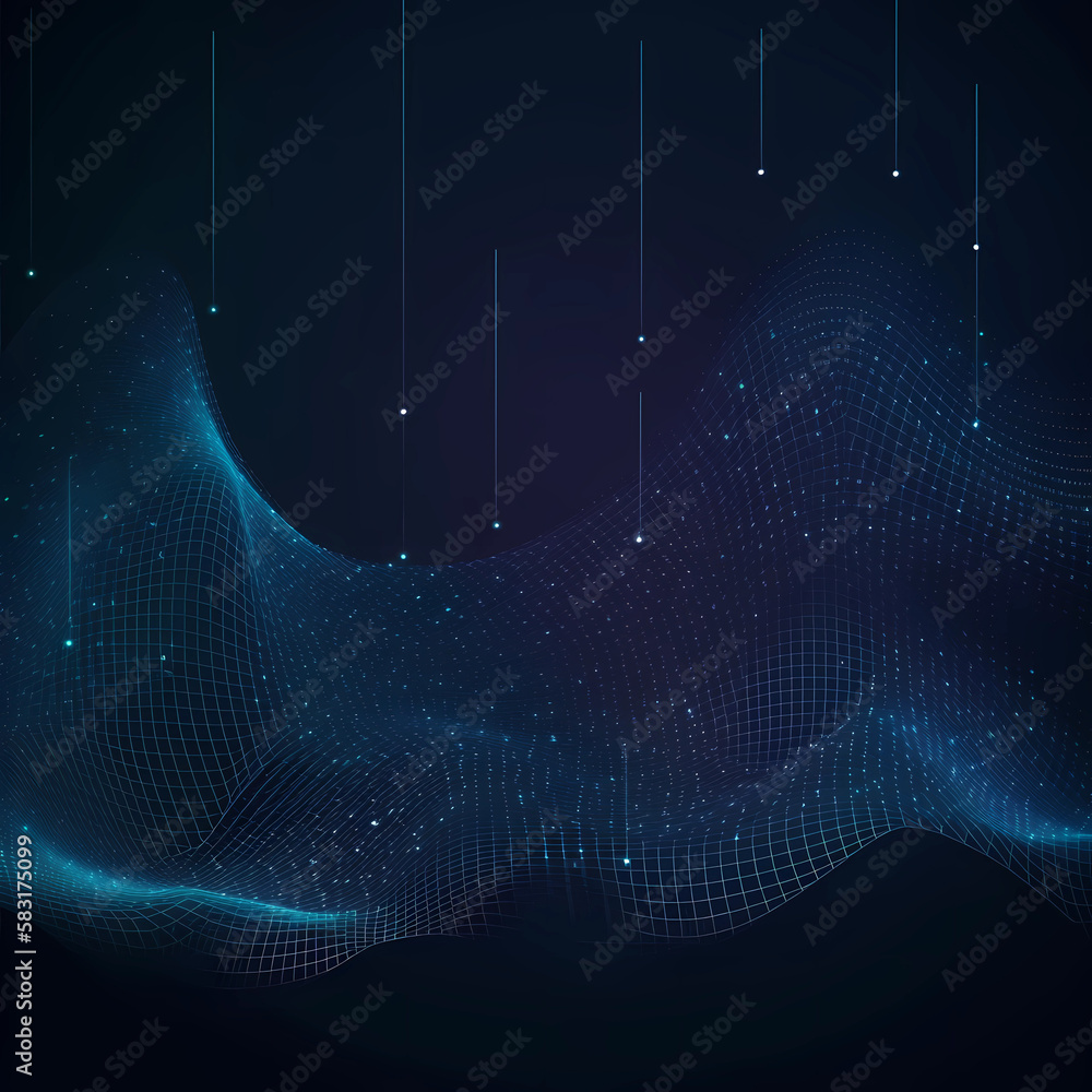 Poster technology background with connected dots. data science, particles, digital world, virtual reality c