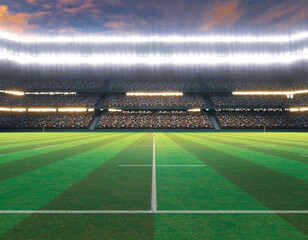 Fototapeta premium Rugby Stadium with Rugby Ball