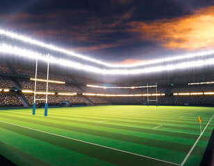 Rugby Stadium with Rugby Ball