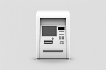 Bank ATM illustration, investment and money saving concept, white background. Generative AI
