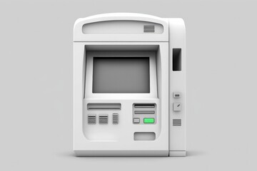 Bank ATM illustration, investment and money saving concept, white background. Generative AI
