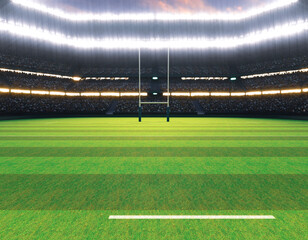Fototapeta premium Rugby Stadium with Rugby Ball