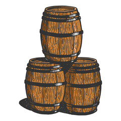 Wine beer barrels sketch PNG illustration with transparent background