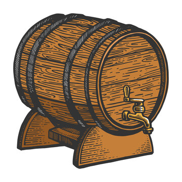 Wine beer barrel sketch PNG illustration with transparent background