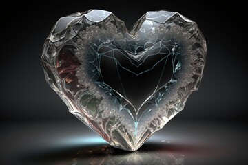 Crystal heart illustration, background. Generative AI
