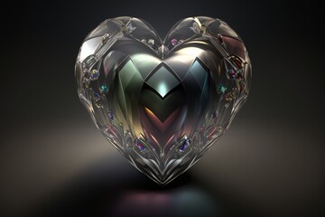 Crystal heart illustration, background. Generative AI