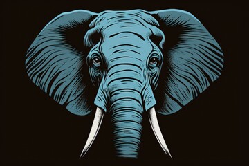 Obraz premium Elephant head illustration, cartoon style. Generative AI