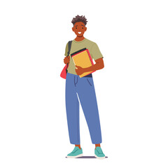 Importance Of Learning, Education And Academic Success Concept. Student Male Character With Backpack And Books