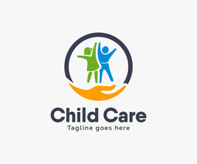 Child Care logo design. Kids Care logo design template