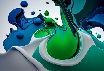 white, green, blue, liquid, abstract background Generative AI