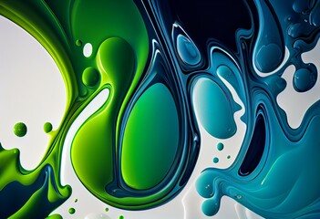 white, green, blue, liquid, abstract background Generative AI