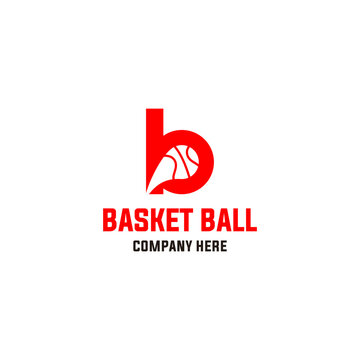 Letter B with Basket ball logo design. Simple basketball logo.