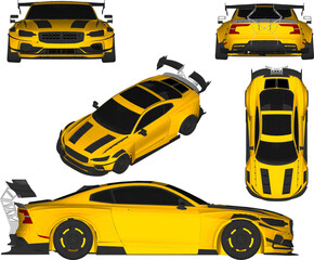 Vector sketch of a yellow racing sports car illustration