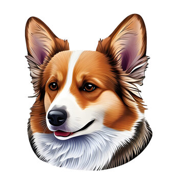 Cute corgi dog sticker illustration on transparent background. Welsh corgi. Generative AI