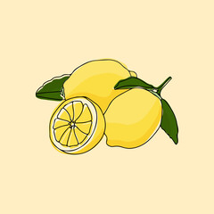 Abstract One Line Lemons Illustration