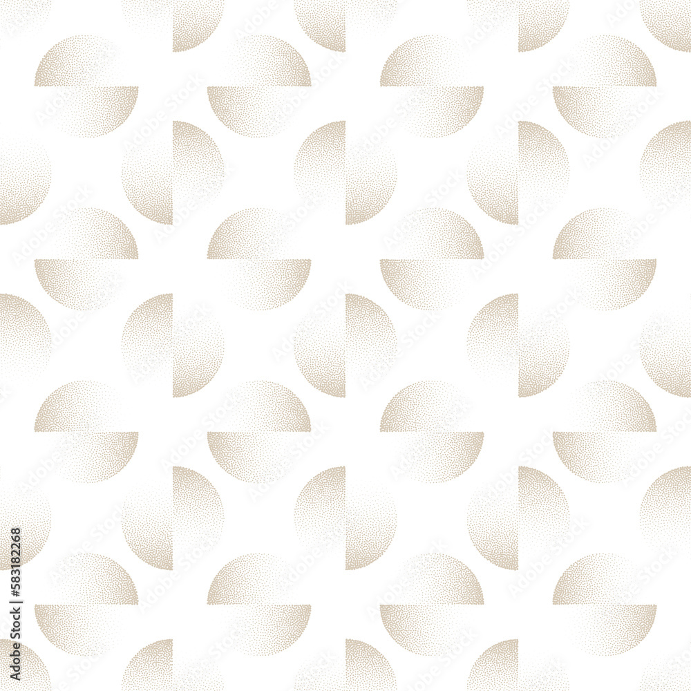 Poster graphic split circles trendy endless pattern dotwork isolate abstract background. bauhaus retro styl