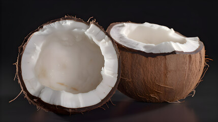 coconut on a black background