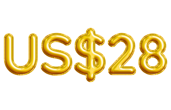US$28 or Twenty-eight Dollar 3D Gold Balloon. You can use this asset for your content like as USD Currency, Flyer Marketing, Banner, Promotion, Advertising, Discount Card, Pamphlet and anymore.