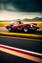 Naklejka premium Rote Oldtimer auf einer Strasse