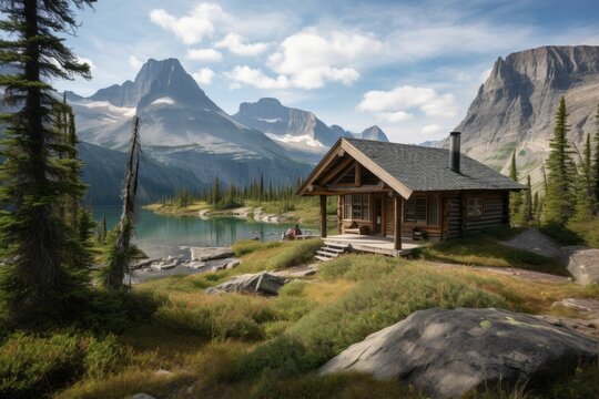 cabin in the mountains. Generative AI