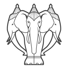 White elephant Airavata with many heads in hindu mythology, abhra-matanga or naga-malla elephant, vector