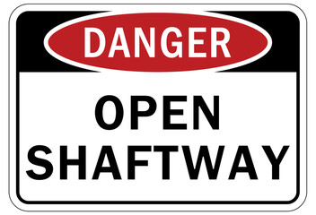 Fototapeta premium Elevator warning sign and labels open shaftway