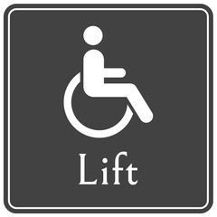 Elevator warning sign and labels lift for disabled