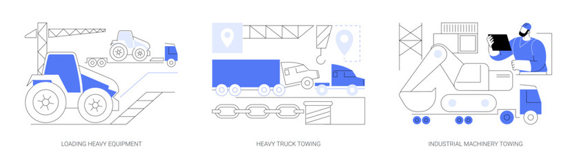 Industrial towing abstract concept vector illustrations.