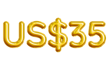 US$35 or Thirty-five Dollar 3D Gold Balloon. You can use this asset for your content like as USD Currency, Flyer Marketing, Banner, Promotion, Advertising, Discount Card, Pamphlet and anymore.