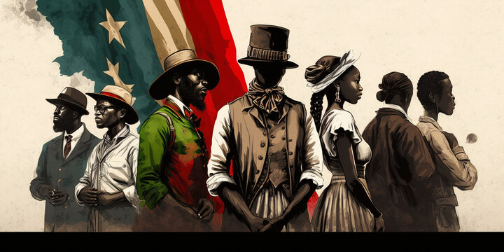 Black History Month, Juneteenth. Background, poster, greeting card, banner design. Generative AI