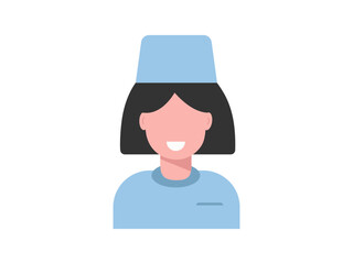 Doctor icon in uniform. Flat style woman. Vector illustration