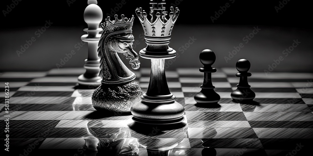 Aufkleber an image of chess pieces and other objects was created - generative ai.
